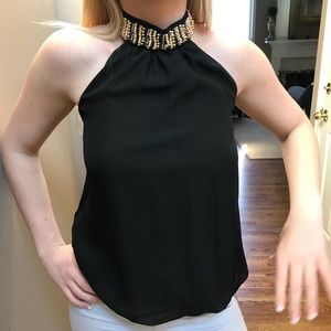 Super cute Beaded black Halter top.